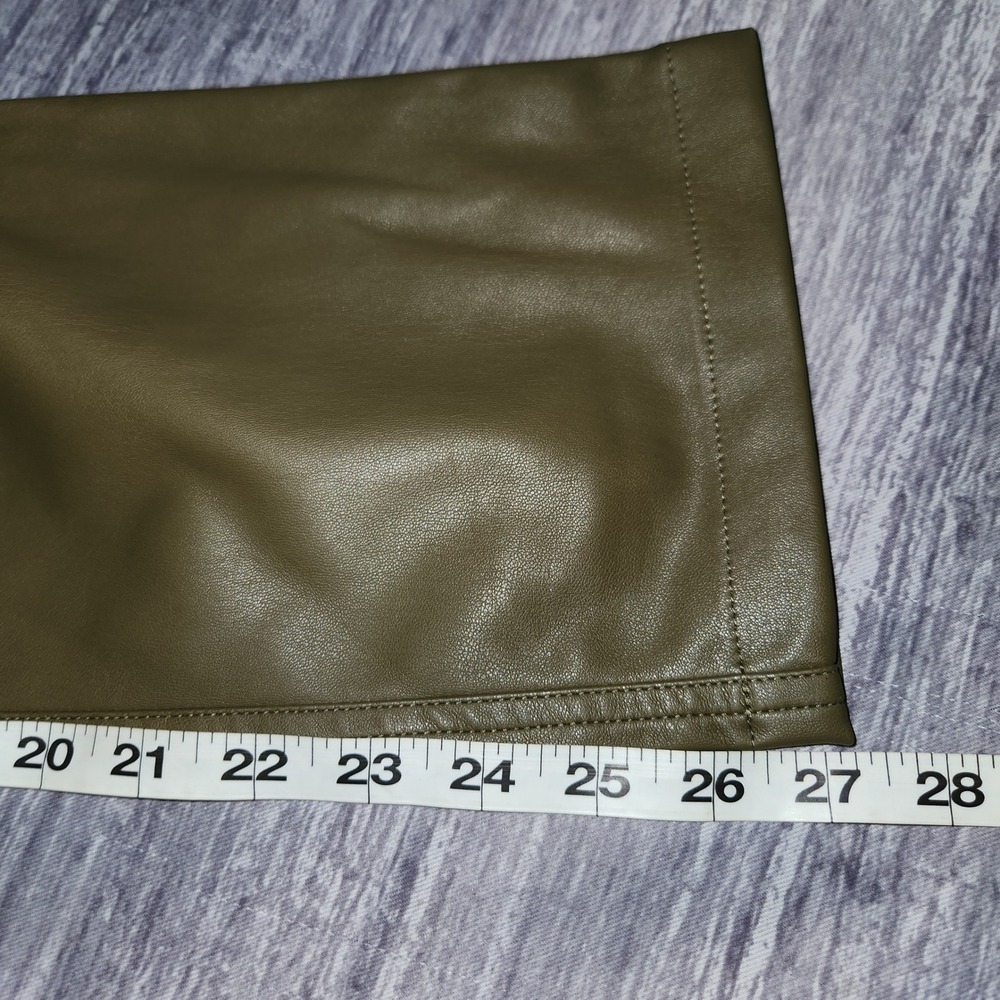 The Drop Faux Leather Pants Olive Green Capers Olive Women's Size 24 - Picture 10 of 10
